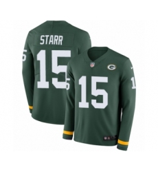 Youth Nike Green Bay Packers #15 Bart Starr Limited Green Therma Long Sleeve NFL Jersey