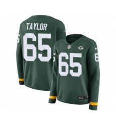 Women's Nike Green Bay Packers #65 Lane Taylor Limited Green Therma Long Sleeve NFL Jersey