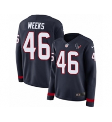 Women's Nike Houston Texans #46 Jon Weeks Limited Navy Blue Therma Long Sleeve NFL Jersey