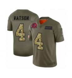 Men's Houston Texans #4 Deshaun Watson 2019 Olive Camo Salute to Service Limited Jersey