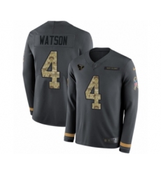 Youth Nike Houston Texans #4 Deshaun Watson Limited Black Salute to Service Therma Long Sleeve NFL Jersey