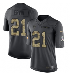 Youth Nike Houston Texans #21 Tyler Ervin Limited Black 2016 Salute to Service NFL Jersey