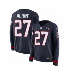 Women's Nike Houston Texans #27 Jose Altuve Limited Navy Blue Therma Long Sleeve NFL Jersey