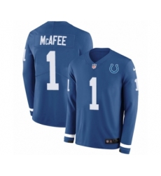 Men's Nike Indianapolis Colts #1 Pat McAfee Limited Blue Therma Long Sleeve NFL Jersey