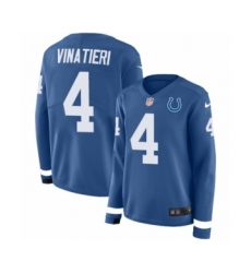 Women's Nike Indianapolis Colts #4 Adam Vinatieri Limited Blue Therma Long Sleeve NFL Jersey
