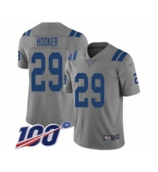 Men's Indianapolis Colts #29 Malik Hooker Limited Gray Inverted Legend 100th Season Football Jersey