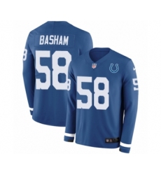 Men's Nike Indianapolis Colts #58 Tarell Basham Limited Blue Therma Long Sleeve NFL Jersey