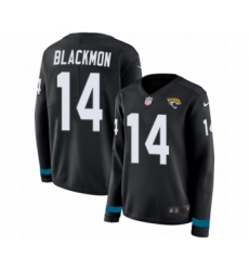 Women's Nike Jacksonville Jaguars #14 Justin Blackmon Limited Black Therma Long Sleeve NFL Jersey