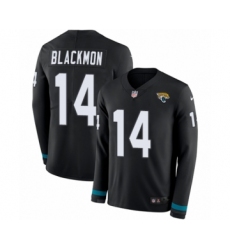 Youth Nike Jacksonville Jaguars #14 Justin Blackmon Limited Black Therma Long Sleeve NFL Jersey