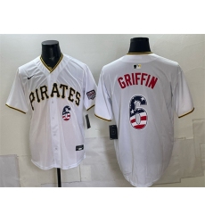 Men's Pittsburgh Pirates #6 Konnor Griffin White USA 250 Fourth of July Stitched Baseball Jersey