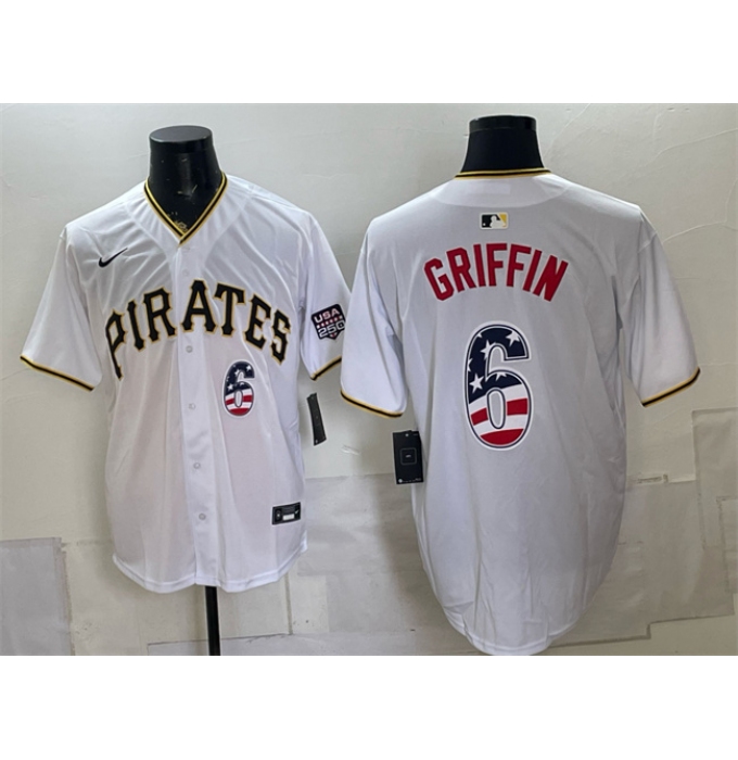 Men's Pittsburgh Pirates #6 Konnor Griffin White USA 250 Fourth of July Stitched Baseball Jersey