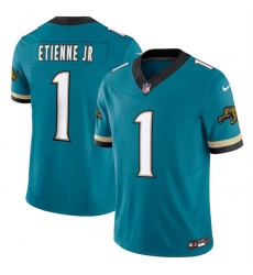 Men's Jacksonville Jaguars #1 Travis Etienne JR Teal 2024 F.U.S.E. Prowler Throwback Vapor Limited Football Stitched Jersey