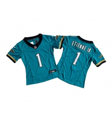 Women's Jacksonville Jaguars #1 Travis Etienne JR Teal 2024 F.U.S.E. Prowler Throwback Vapor Limited Football Stitched Jersey(Run Small)