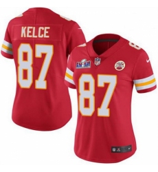 Women's Kansas City Chiefs #87 Travis Kelce Red 2023 F U S E Vapor Untouchable Limited Stitched 2024 Super Bowl LVIII Jersey