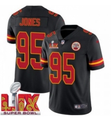 Men's Kansas City Chiefs Chris Jones #95 Black 2024 2025 Super Bowl LIX F U S E Stitched Jersey