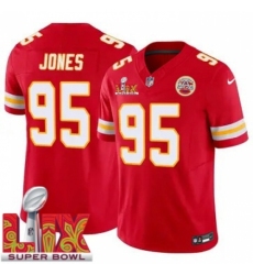 Men's Kansas City Chiefs Chris Jones #95 Red 2024 2025 Super Bowl LIX F U S E Stitched Jersey