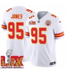 Men's Kansas City Chiefs Chris Jones #95 White 2024 2025 Super Bowl LIX F U S E Stitched Jersey