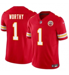 Men's Kansas City Chiefs #1 Xavier Worthy Red 2024 Draft F.U.S.E. Vapor Untouchable Limited Football Stitched Jersey