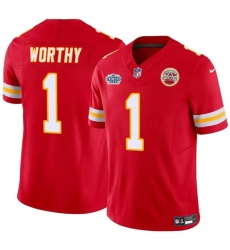 Men’s Kansas City Chiefs #1 Xavier Worthy Red F.U.S.E With Draft Vapor Untouchable Limited Stitched Football Jersey