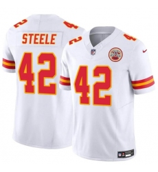 Men's Kansas City Chiefs #42 Carson Steele White 2023 F.U.S.E. Vapor Untouchable Limited Football Stitched Jersey