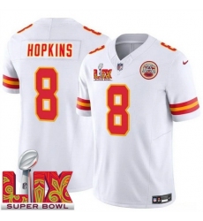 Men's Kansas City Chiefs DeAndre Hopkins #8 White 2024 2025 Super Bowl LIX F U S E Stitched Jersey