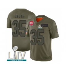 Youth Kansas City Chiefs #35 Christian Okoye Limited Olive 2019 Salute to Service Super Bowl LIV Bound Football Jersey