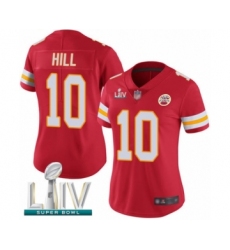 Women's Kansas City Chiefs #10 Tyreek Hill Red Team Color Vapor Untouchable Limited Player Super Bowl LIV Bound Football Jersey